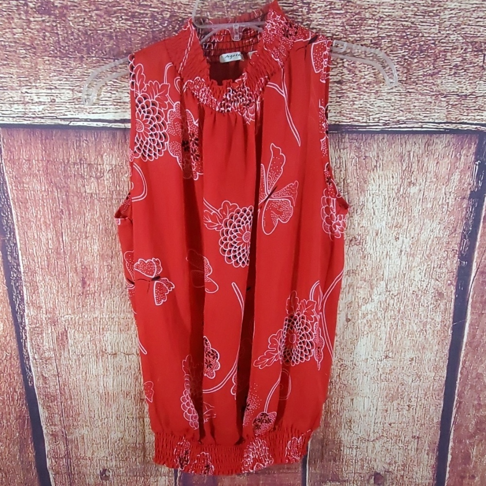 Argora Floral Sheer Sleeveless Blouse